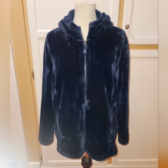 32° HEAT Women's Cozy Navy Blue Fleece Zip-Up Hoodie - Picture 2 of 12